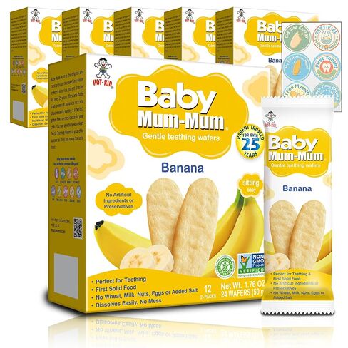 Baby Mum-Mum Gentle Teething Crackers, Vegetable, Apple, Banana Variety Pack | 24 Count (Pack of 3) | Gluten Free, Allergen Free, Non-GMO | Baby Snacks, Teether Relief Rice Rusk Cookies for Toddlers in Saudi Arabia