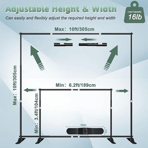 10x10FT Backdrop Banner Stand, Adjustable Step and Repeat Stand | Adjustable Banner Stand, Step and Repeat Background Frame for Party Photo Booth Wedding Exhibition with Carrying Case in Kuwait