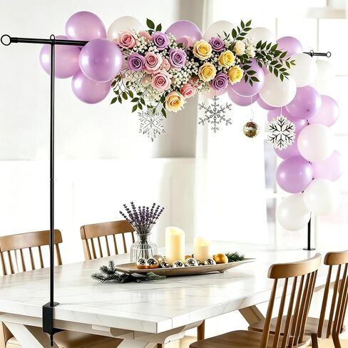 Adjustable Over The Table Rod Stand with Clamps,Table Arch for Party Decor | 31"- 98" Length,16"-48" Tall, Blac Metal Banner Stand Hanging for Birthday Wedding Baby Shower Graduation Decorations in Kuwait