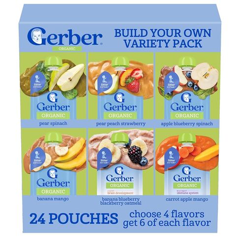 Gerber Stage 2 Baby Food, Organic Fruit and Veggie Puree Pouches, Build Your Own Variety Pack, Organic Baby Food Pouches, 18-Pack in Saudi Arabia