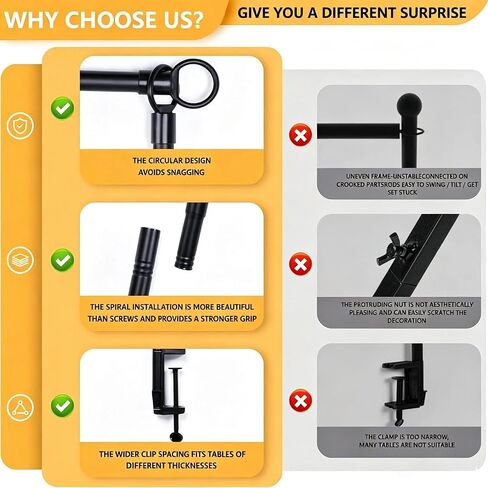 Adjustable Over The Table Rod Stand with Clamps,Table Arch for Party Decor | 31"- 98" Length,16"-48" Tall, Blac Metal Banner Stand Hanging for Birthday Wedding Baby Shower Graduation Decorations in Kuwait