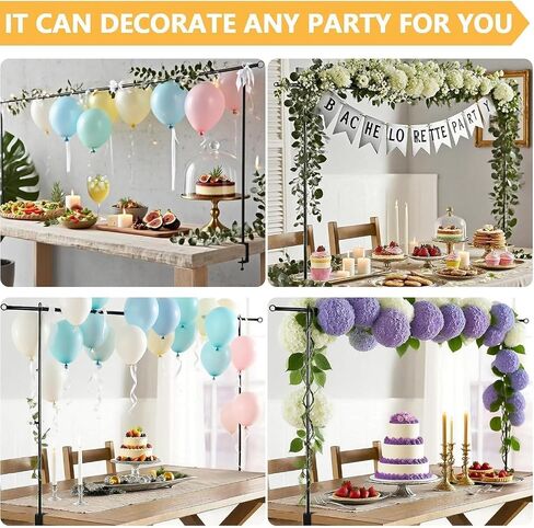 Adjustable Over The Table Rod Stand with Clamps,Table Arch for Party Decor | 31"- 98" Length,16"-48" Tall, Blac Metal Banner Stand Hanging for Birthday Wedding Baby Shower Graduation Decorations in Kuwait