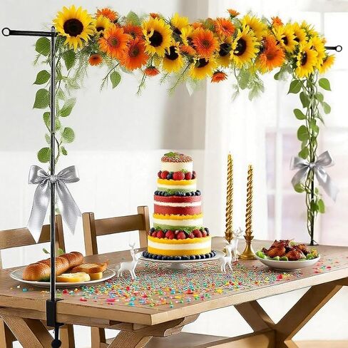 Adjustable Over The Table Rod Stand with Clamps,Table Arch for Party Decor | 31"- 98" Length,16"-48" Tall, Blac Metal Banner Stand Hanging for Birthday Wedding Baby Shower Graduation Decorations in Kuwait