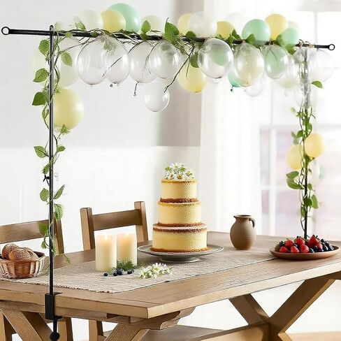 Adjustable Over The Table Rod Stand with Clamps,Table Arch for Party Decor | 31"- 98" Length,16"-48" Tall, Blac Metal Banner Stand Hanging for Birthday Wedding Baby Shower Graduation Decorations in Kuwait