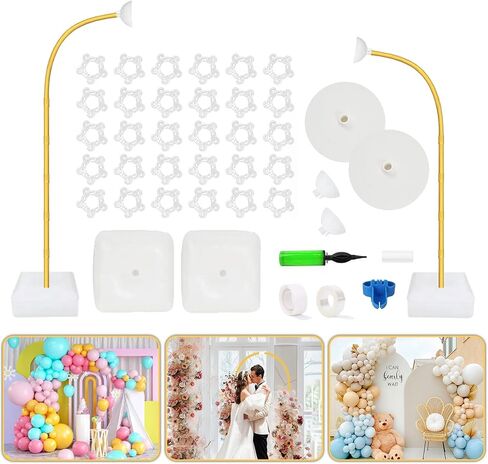 Bazen Half Arch Backdrop Stand for Party Adjustable Height Gold 8.2FT& 6FT | Bending Balloon Arch Stand Kits for Decorations Farme at Wedding, Party, Baby Showers, Birthdays, Graduations and More. in Kuwait