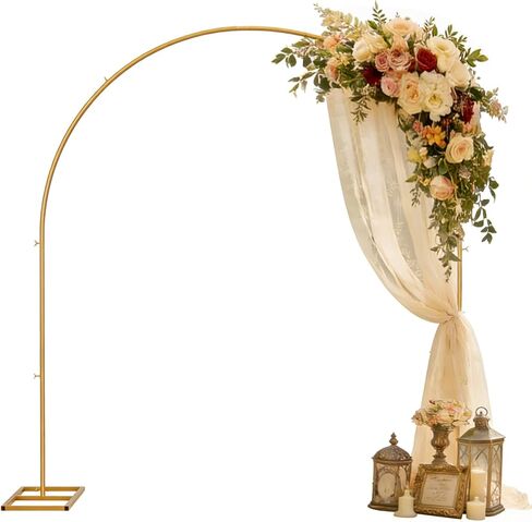 5.25 * 6.56 FT Metal Backdrop Frame Stand, Wedding Decor Flower Arbor Stand, Balloon Arch Backdrop, Golden in Kuwait
