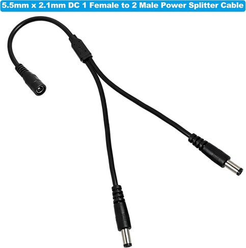 3PCS DC Power Splitter Cable 1 Female to 2 Male 5.5mmx2.1mm DC Barrel Plug Y Splitter Adapter Cord for 12V CCTV Security Camera 30CM 20AWG Thick Wire Black in Kuwait