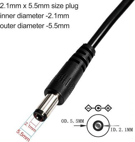 3PCS DC Power Splitter Cable 1 Female to 2 Male 5.5mmx2.1mm DC Barrel Plug Y Splitter Adapter Cord for 12V CCTV Security Camera 30CM 20AWG Thick Wire Black in Kuwait