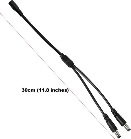 3PCS DC Power Splitter Cable 1 Female to 2 Male 5.5mmx2.1mm DC Barrel Plug Y Splitter Adapter Cord for 12V CCTV Security Camera 30CM 20AWG Thick Wire Black in Kuwait