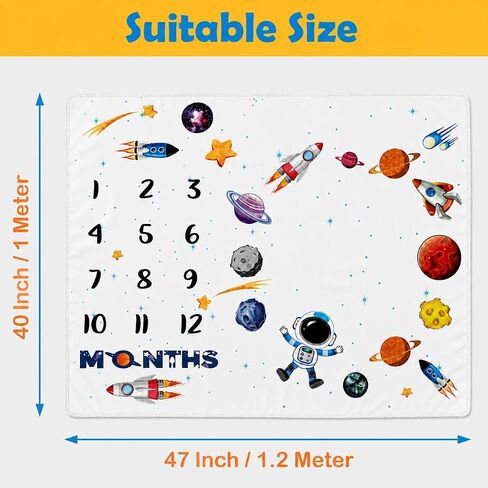 PAMBO Space Baby Stuff Rocket Baby Month Blanket for Newborn - Photo Taken Blanket with 2 Frame in Saudi Arabia