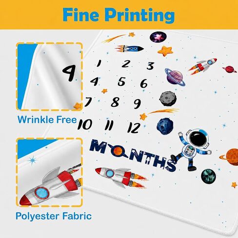 PAMBO Space Baby Stuff Rocket Baby Month Blanket for Newborn - Photo Taken Blanket with 2 Frame in Saudi Arabia