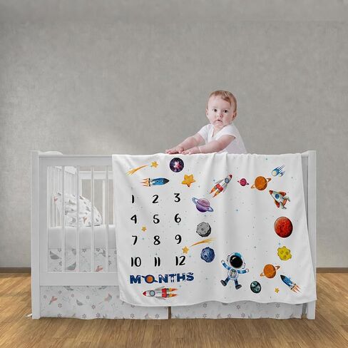 PAMBO Space Baby Stuff Rocket Baby Month Blanket for Newborn - Photo Taken Blanket with 2 Frame in Saudi Arabia