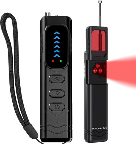Hidden Camera & Bug Detector for Travel – Protect Your Privacy in Hotels, Cars & Offices | Detects Hidden Cams, GPS Trackers & Listening Devices with RF, LED Lights, Vibration Alarm & 25Hr Battery in Saudi Arabia