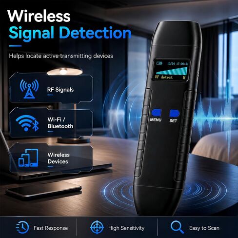 Hidden Camera Detector, RF Signal Scanner & Anti Spy Device, GPS Tracker Finder with Magnetic Detection, Infrared Camera Lens Finder, Bug Sweeper for Home Hotel Travel Privacy Protection in Kuwait