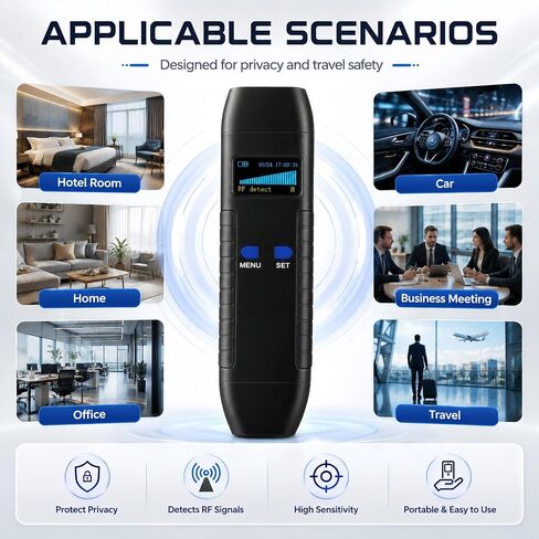 Hidden Camera Detector, RF Signal Scanner & Anti Spy Device, GPS Tracker Finder with Magnetic Detection, Infrared Camera Lens Finder, Bug Sweeper for Home Hotel Travel Privacy Protection in Kuwait