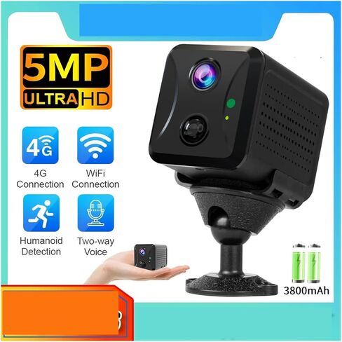 5MP 4G Sim Mini Camera WiFi 3800mAh Battery CCTV Security Camera Intercom PIR Detection Surveillance IP Camera(Only 128GB Card) in Saudi Arabia