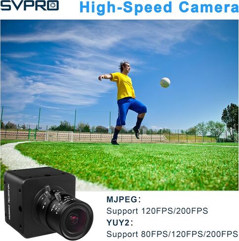 SVPRO USB 3.0 Global Shutter Camera, 1200P 120fps, 720P 200fps High-Speed Camera for Golf Swings, 2.8-12mm Manual Zoom Lens, Plug-and-Play UVC Webcam for Windows Mac Linux Android in Kuwait