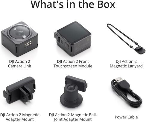 DJI Action 2 Dual-Screen Combo (32GB) WITHOUT Magnetic Protective Case, 4K Action Camera with Dual OLED Touchscreens, 155° FOV, Magnetic Attachments, Stabilization, Underwater Camera Ideal | 1/1.7 12MP Sensor, 155 Degree FOV, Dual OLED Touchscreens, 32GB  in Kuwait