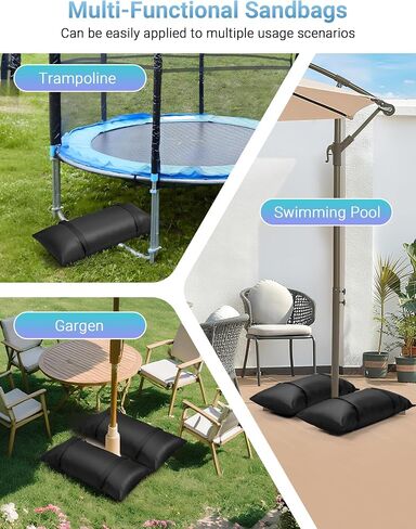 4 Packs Umbrella Base Weights Sandbags, Outdoor Sand Bags for Weight, Weatherproof Heavy Duty Weight Sandbag for Garden Furniture Umbrella Stand Cantilevers Poolside Accessories in Kuwait