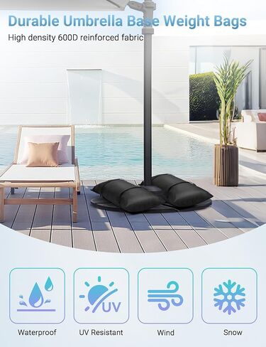 4 Packs Umbrella Base Weights Sandbags, Outdoor Sand Bags for Weight, Weatherproof Heavy Duty Weight Sandbag for Garden Furniture Umbrella Stand Cantilevers Poolside Accessories in Kuwait
