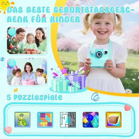 Kids Camera Instant Print, 48MP Digital Camera Selfie 1080P HD,Toys Gifts for Girls Boys Aged 3-16,Digital instant video printing cameras with 3 rolls of paper and 32 GB for Christmas/Birthday/Holiday in Kuwait