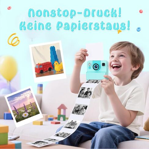 Kids Camera Instant Print, 48MP Digital Camera Selfie 1080P HD,Toys Gifts for Girls Boys Aged 3-16,Digital instant video printing cameras with 3 rolls of paper and 32 GB for Christmas/Birthday/Holiday in Kuwait