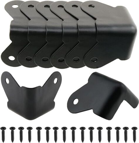 8 Pack Heavy Duty Metal Corner Protectors, Black Iron Edge Guards with Mounting Screws - Cabinet Corner Protectors for Furniture, Anti Dent Protection for Speaker Cases, Tables, Boxes in Kuwait