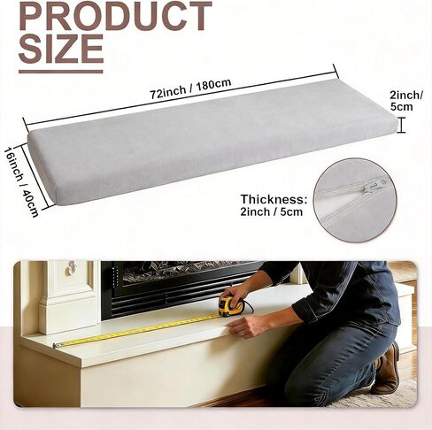 Fireplace Baby Proofing 2 Inch Thick Memory Foam Fireplace Cover Hearth Cushion Baby Proof, Non-Slip Removable Washable Cover for Kid Safty Edge Protector, 72" x 16" Grey in Kuwait