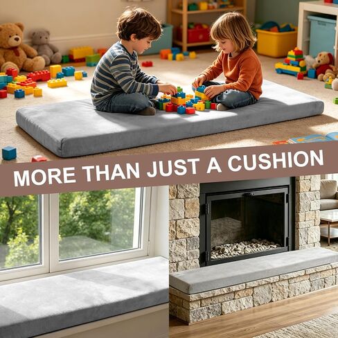 Fireplace Baby Proofing 2 Inch Thick Memory Foam Fireplace Cover Hearth Cushion Baby Proof, Non-Slip Removable Washable Cover for Kid Safty Edge Protector, 72" x 16" Grey in Kuwait