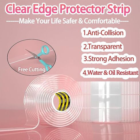 Clear Edge Protector & Corner Guards 4 Packs,0.8in(W) x 16.4FT（L, Baby Proof Corner Protectors for Furniture,Table Bumper for Baby Safety, Sharp Edge Protector for Drawers, Tables, Cabinets in Kuwait