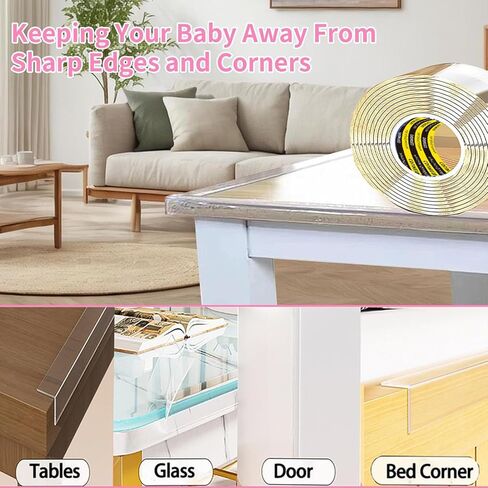 Clear Edge Protector & Corner Guards 4 Packs,0.8in(W) x 16.4FT（L, Baby Proof Corner Protectors for Furniture,Table Bumper for Baby Safety, Sharp Edge Protector for Drawers, Tables, Cabinets in Kuwait