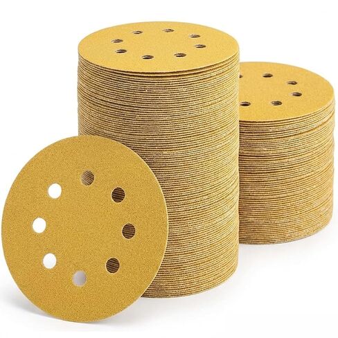 100 PCS 5 Inch Sanding Discs 80 Grit 8-Hole, Round Hook and Loop Sandpaper for Random Orbital Sander in Kuwait