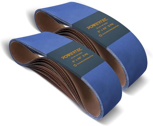 POWERTEC 6 x 48 Inch Zirconia Sanding Belts, 3PK, 60 Grit Belt Sander Sanding Belt for Bench Sander, Belt and Disc sander, Woodworking & Paint Removal, Metal Polishing (464806Z-3) in Kuwait