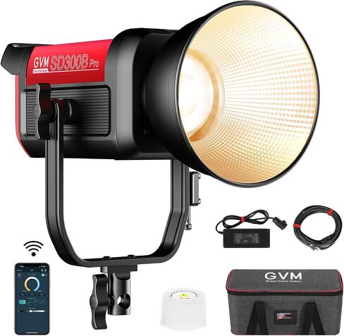 GVM LED Video Light with Bowens Mount, 300W Bi-Color Continuous Light with DMX/APP Control, Photography Lighting for Video Recording, SD300B Studio Lights 65000Lux/1m, CRI97+, 12 Effect, 2700-6800K in Kuwait