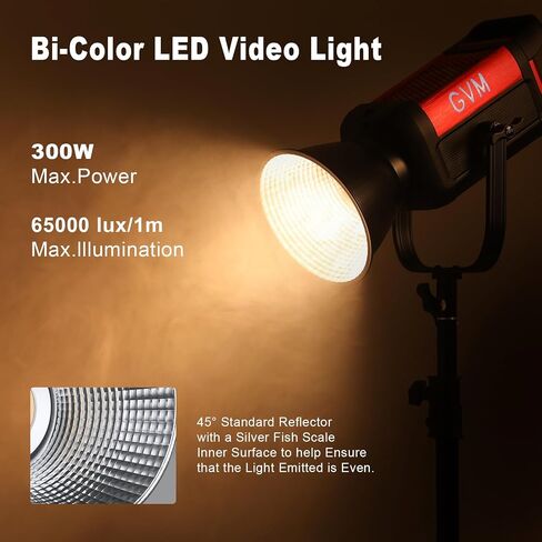 GVM LED Video Light with Bowens Mount, 300W Bi-Color Continuous Light with DMX/APP Control, Photography Lighting for Video Recording, SD300B Studio Lights 65000Lux/1m, CRI97+, 12 Effect, 2700-6800K in Kuwait