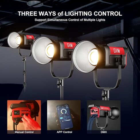 GVM LED Video Light with Bowens Mount, 300W Bi-Color Continuous Light with DMX/APP Control, Photography Lighting for Video Recording, SD300B Studio Lights 65000Lux/1m, CRI97+, 12 Effect, 2700-6800K in Kuwait