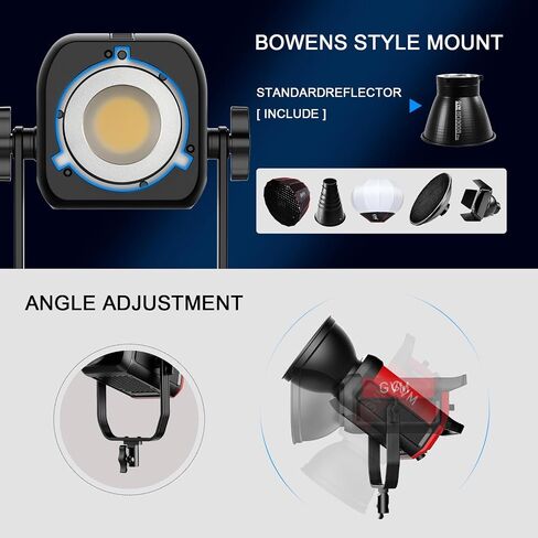 GVM LED Video Light with Bowens Mount, 300W Bi-Color Continuous Light with DMX/APP Control, Photography Lighting for Video Recording, SD300B Studio Lights 65000Lux/1m, CRI97+, 12 Effect, 2700-6800K in Kuwait