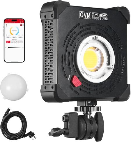 GVM F300B AIO 300W COB LED Video Light, Bi-Color Studio Light with APP/DMX Control, Bowens Mount, 12200Lux@1m, 2700K-6800K, CRI97+, Continuous Output Lighting for Video Recording Photography YouTube in Kuwait