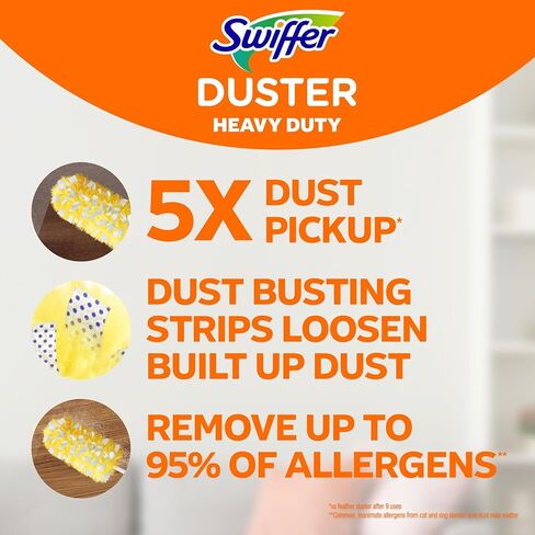 Swiffer Duster Kit with 3 ft Extendable Handle | Includes 1 Duster Extendable Handle (3 ft). 3 Heavy Duty Duster Refills. For Ceiling Fans, Vents, and Hard to Reach Places in Kuwait