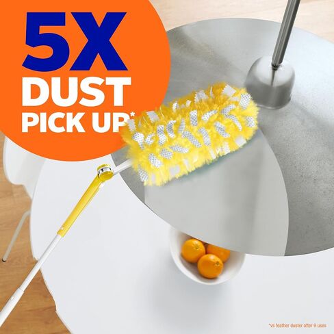 Swiffer Duster Kit with 3 ft Extendable Handle | Includes 1 Duster Extendable Handle (3 ft). 3 Heavy Duty Duster Refills. For Ceiling Fans, Vents, and Hard to Reach Places in Kuwait