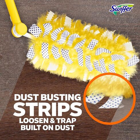 Swiffer Duster Kit with 3 ft Extendable Handle | Includes 1 Duster Extendable Handle (3 ft). 3 Heavy Duty Duster Refills. For Ceiling Fans, Vents, and Hard to Reach Places in Kuwait