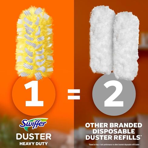 Swiffer Duster Kit with 3 ft Extendable Handle | Includes 1 Duster Extendable Handle (3 ft). 3 Heavy Duty Duster Refills. For Ceiling Fans, Vents, and Hard to Reach Places in Kuwait