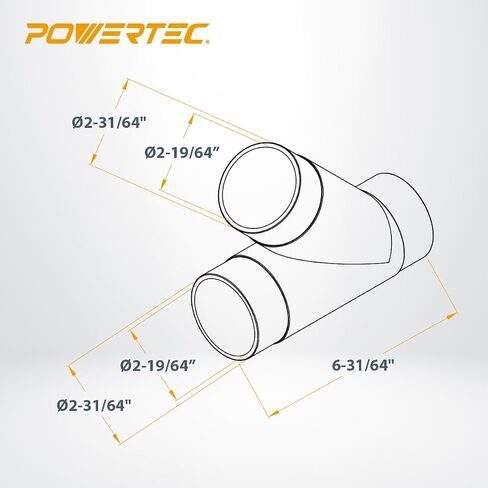 POWERTEC 2-1/2 Inch Clear Y Fitting for 2-1/2 Inch Dust Collection Hose, 2 1/2 Inch Dust Collection Hose Connector Fittings for Dust Collection System, 1 pack (70228) in Kuwait