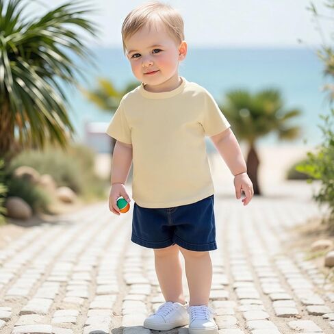Toddler Boys Short Sleeve Tee Shirts Infant Cotton T-Shirt Multiple Tops with Crew Neck for Baby Boy Girls in Kuwait