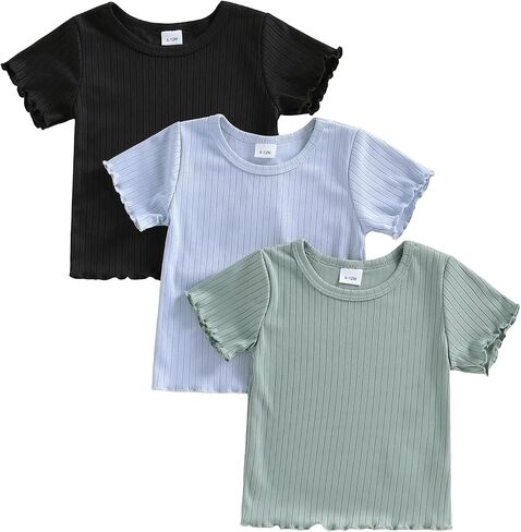 Toddler Boys Short Sleeve Tee Shirts Infant Cotton T-Shirt Multiple Tops with Crew Neck for Baby Boy Girls in Kuwait