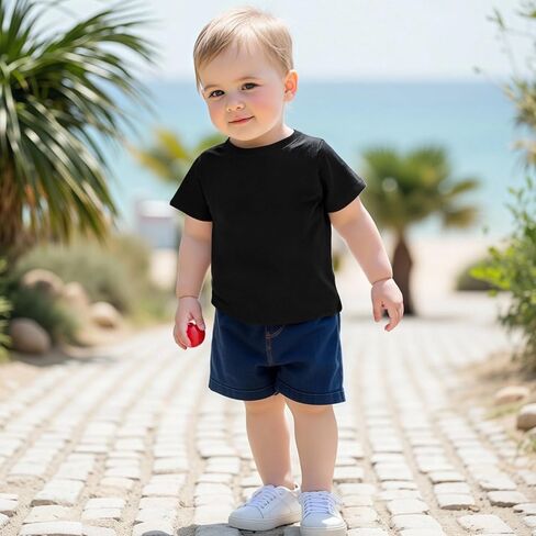 Toddler Boys Short Sleeve Tee Shirts Infant Cotton T-Shirt Multiple Tops with Crew Neck for Baby Boy Girls in Kuwait