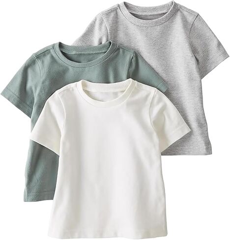 Toddler Boys Short Sleeve Tee Shirts Infant Cotton T-Shirt Multiple Tops with Crew Neck for Baby Boy Girls in Kuwait