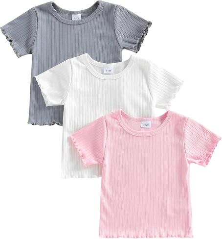 Toddler Boys Short Sleeve Tee Shirts Infant Cotton T-Shirt Multiple Tops with Crew Neck for Baby Boy Girls in Kuwait