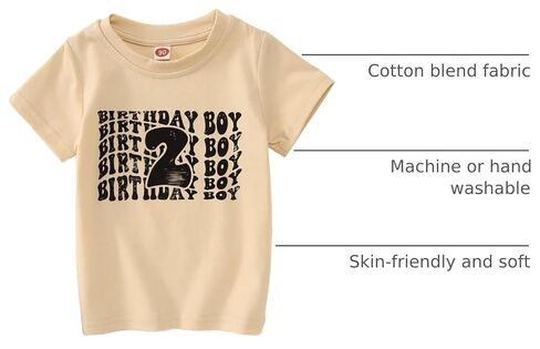 Toddler Baby 2nd Birthday Boy T-Shirt - Cute 2 Year Old Printed Shirt, Casual Short Sleeve Second Birthday Top Tee in Saudi Arabia