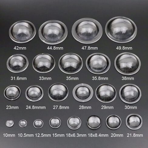 5Pcs PMMA Flat Convex Lens Set 10-38mm(5pcsx12.5mm) in Kuwait